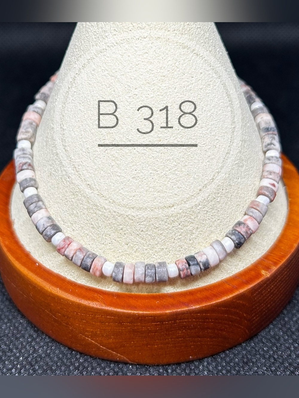 Pink & Gray Stone Beaded Bracelet